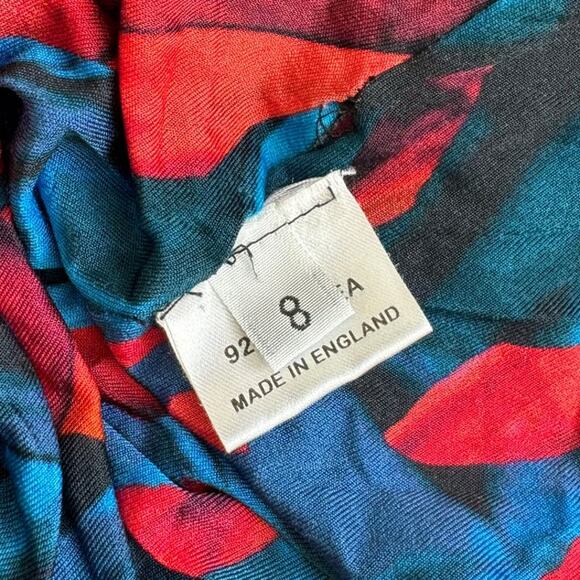 Peter Pilotto Abstract Colorful Glam Asymmetrical Red/Blue Viscose Dress, Size 8 - Picture 7 of 8